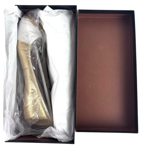 COACH LARA Q8259 METALLIC TUMBLED GOLD ROUND TOE HOLIDAY CLASSIC BALLERINA FLAT - Picture 12 of 13